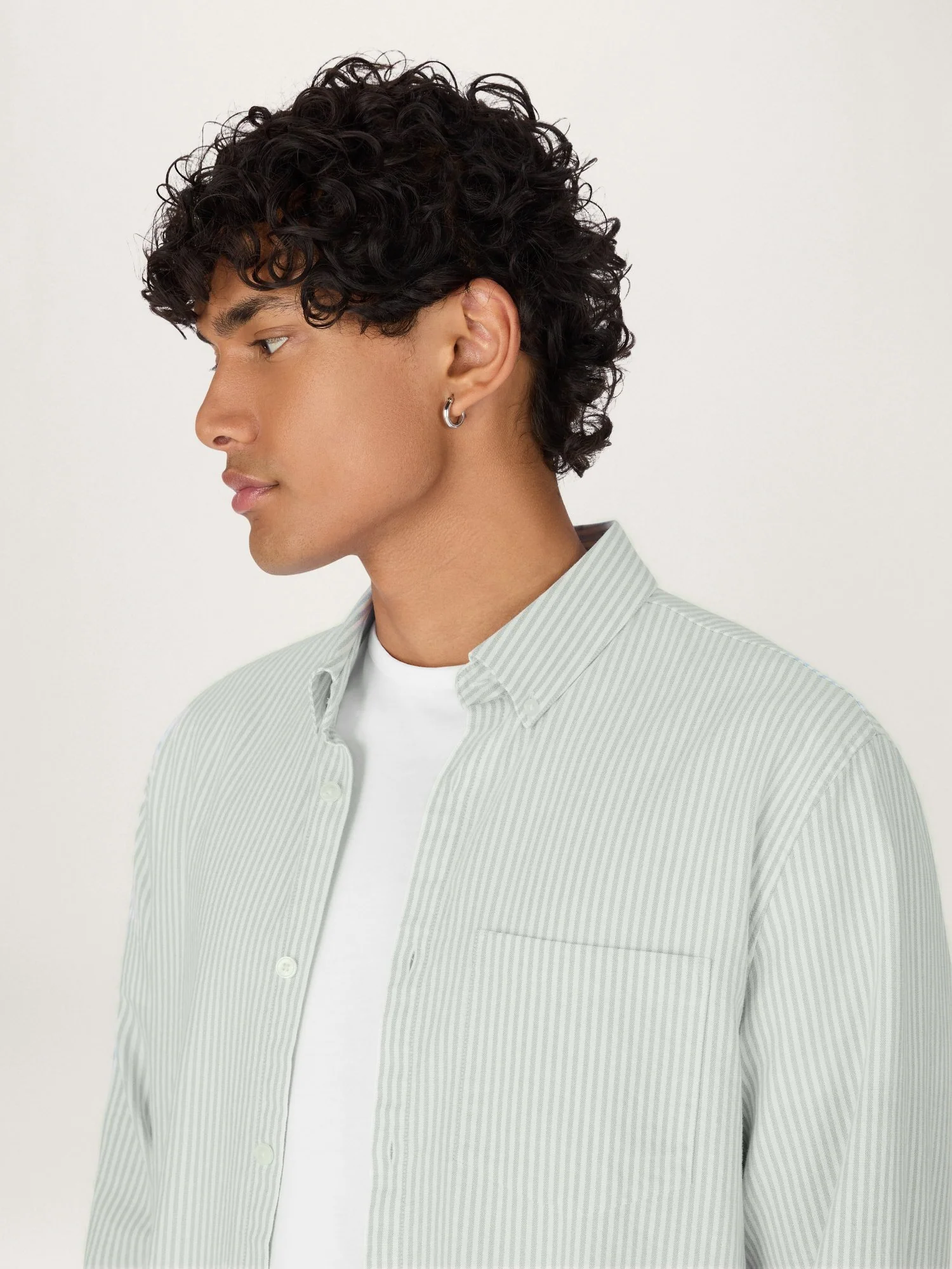 The All Day Oxford Shirt || Pale Sage Stripe | Stretch Cotton - Image 4